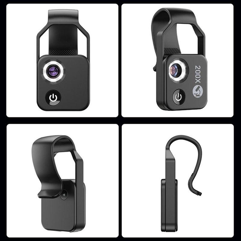 Nano Zoom 200X Smartphone Microscope, Nanozoom Cell Phone Lens, Portable Phone Microscope Lens with LED Light (Black MS002CBK  with CPL) - Image 3